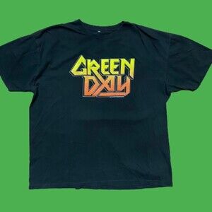 Green Day 2007 Punk Rock Band Black Sunset Logo T-Shirt Men's Size 2XL